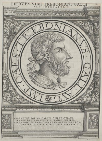 Imperador romano Trebonianus Gallus (gravura) de Rudolph Wyssenbach