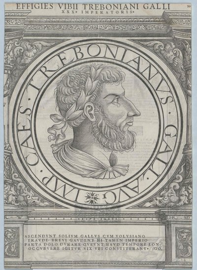 Imperador romano Trebonianus Gallus (gravura) de Rudolph Wyssenbach
