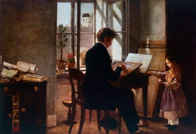 Na janela, por Rudolf von Alt (1812-1905), óleo sobre tela. de Rudolf von Alt
