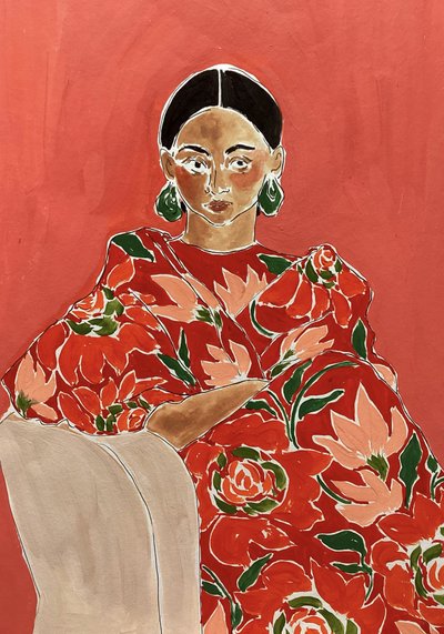 Retrato de moda vibrante de Rushati Chowdhury