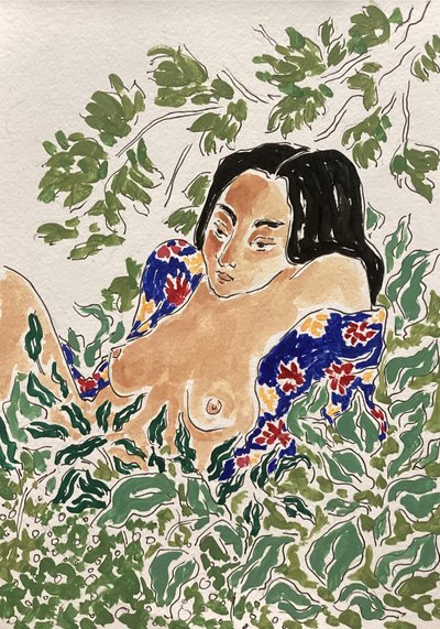 Mulher entre a folhagem de Rushati Chowdhury