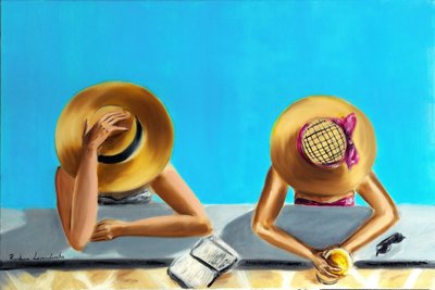 Na piscina, 2023 (óleo sobre tela) de Ruslana Levandovska