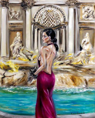 Na Fonte de Trevi, 2022 (óleo sobre tela) de Ruslana Levandovska
