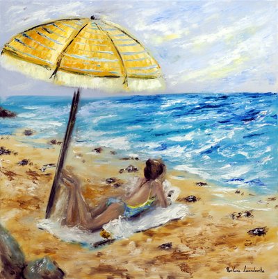Dia de praia, 2022 (óleo sobre cavas) de Ruslana Levandovska