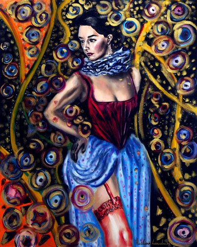 Carnival Tudor Girl, 2025 (óleo sobre tela) de Ruslana Levandovska