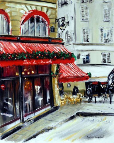Natal no Bar Marche Paris, 2021 (óleo sobre tela) de Ruslana Levandovska