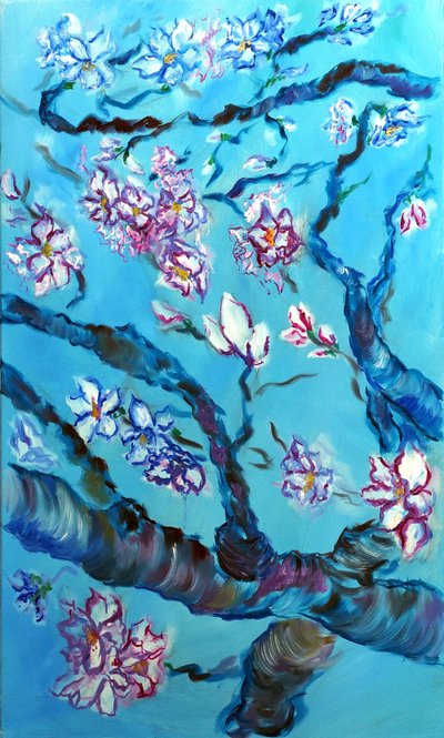 Tríptico das Flores Eternas - meio, 2024 (óleo sobre tela) de Ruslana Levandovska