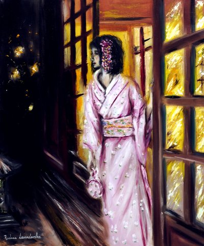 Pirilampos em Quioto, 2022 (óleo sobre tela) de Ruslana Levandovska