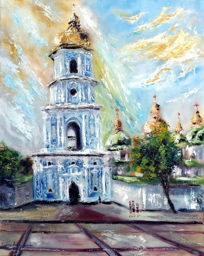 Cúpula dourada de Kiev Ucrânia, 2022 (óleo sobre tela) de Ruslana Levandovska
