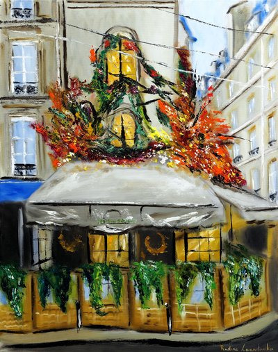Maison Sauvage Paris - com adornos dourados, 2023 (óleo sobre tela) de Ruslana Levandovska