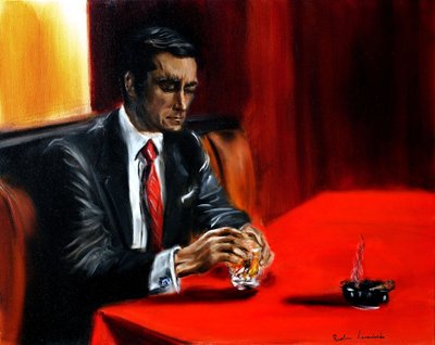 Homem no bar, 2024 (óleo sobre tela) de Ruslana Levandovska