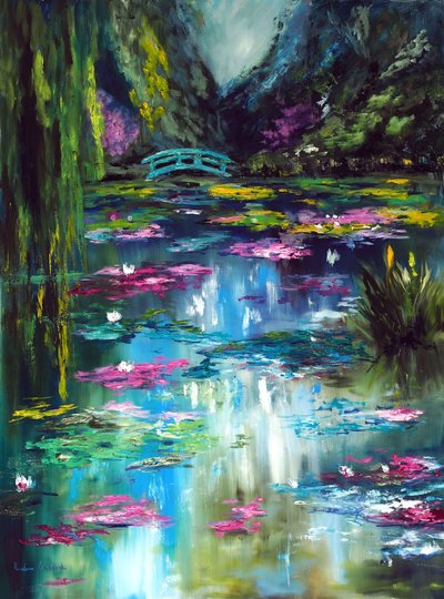 Jardim Japonês de Monet, Giverny, 2021 (óleo sobre tela) de Ruslana Levandovska