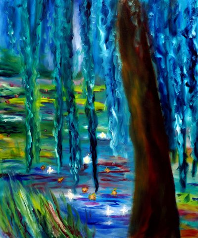 Jardim Japonês de Monet em Giverny, painel da direita, 2024 (óleo sobre tela) de Ruslana Levandovska