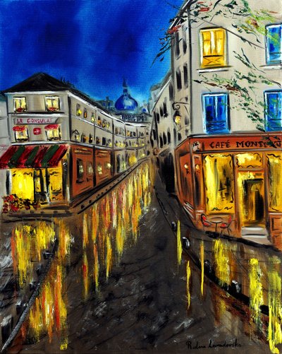 Noite em Montmartre Paris, 2023 (óleo sobre tela) de Ruslana Levandovska