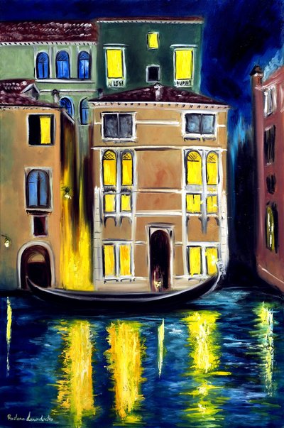 Noite em Veneza, Itália, 2023 (óleo sobre tela) de Ruslana Levandovska