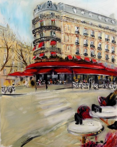 Café Triadou Haussmann da Cervejaria Paris, 2021 (óleo sobre tela) de Ruslana Levandovska