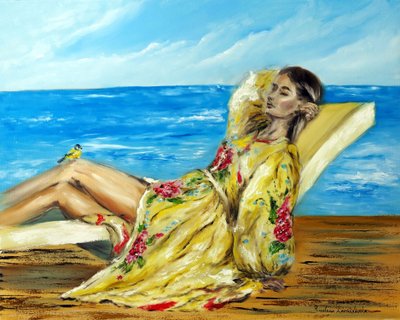 Ao som das ondas, 2022 (óleo sobre tela) de Ruslana Levandovska