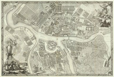 Mapa de Petersburgo Livro para o 50º aniversário da fundação de São Petersburgo, 1753 de Russian Master
