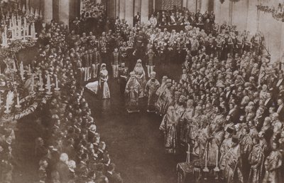 Coroação do Czar Nicolau II e da Czarina Alexandra da Rússia, Catedral de Uspensky, Moscovo de Russian Photographer