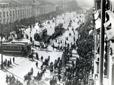Manifestação em São Petersburgo contra o massacre de Lena na Sibéria, em abril de 1912 de Russian Photographer