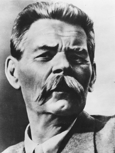 Retrato de Alexei Maximovich Peshkov, conhecido como Maxim Gorky (fotografia a preto e branco) de Russian Photographer