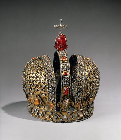 Coroa da Imperatriz Anna Ioannovna, São Petersburgo, 1730 (prata, ouro e pedras preciosas) de Russian School