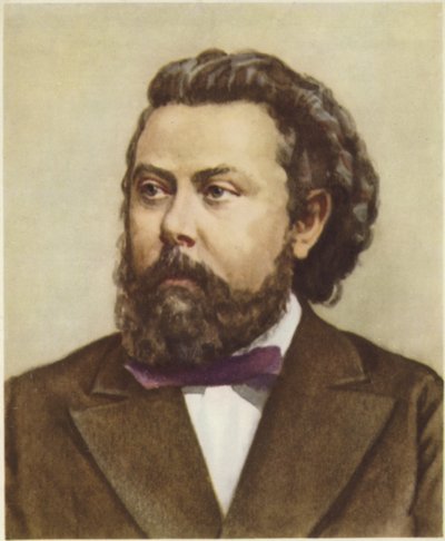 Retrato de Mussorgsky Modesto de Russian School
