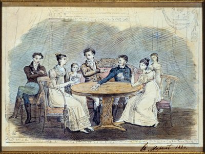Os Galitzines, 1820 (wc no papel) de Russian School