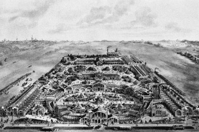Vista da Exposição All-Russian de 1882, Khodynka, Moscou, Rússia de Russian School