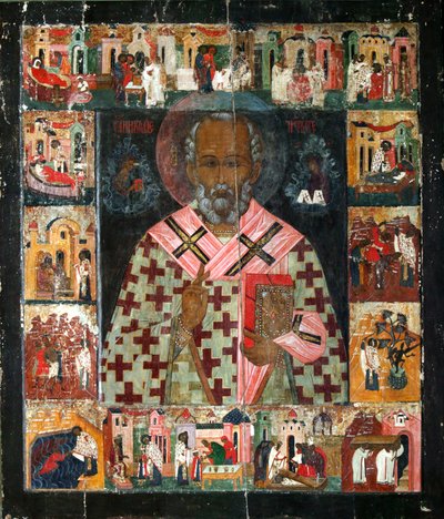 São Nicolau com cenas de sua vida, século XVI. de Russian icon.