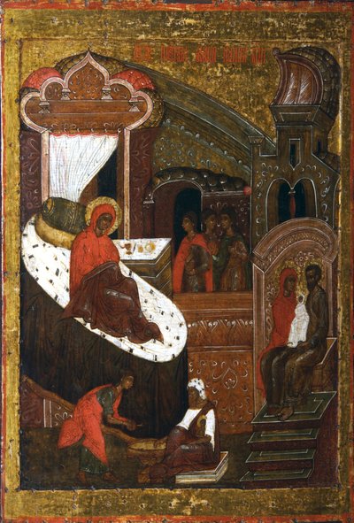 A Natividade da Virgem, segunda metade do século XVI. de Russian icon.