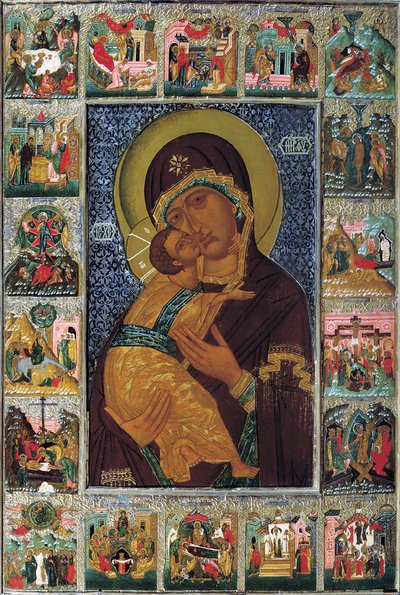 A Virgem de Vladimir, século XVI. de Russian icon.