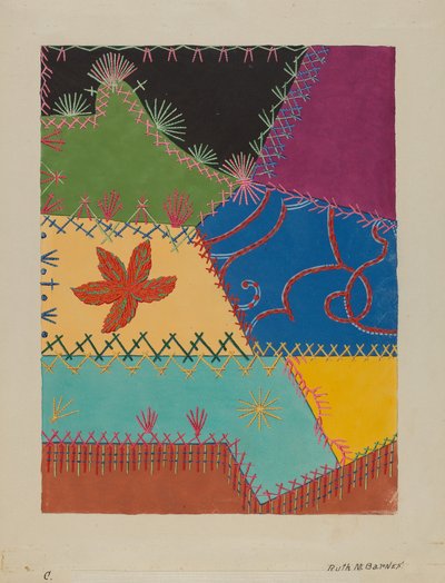 Detalhe da Colcha Maluca, c. 1939. de Ruth M Barnes