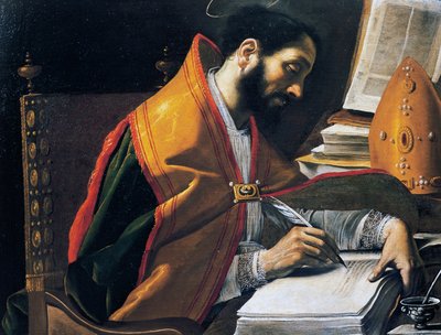 Santo Ambrósio, pintura de Rutilio Manetti (1571-1639), óleo sobre tela, 67x89 cm, Itália de Rutilio Manetti