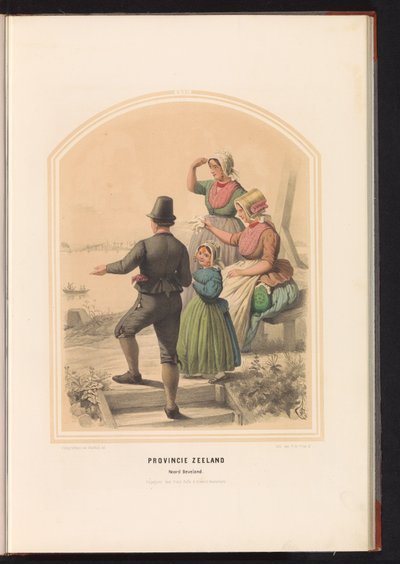 Traje tradicional de Noord-Beveland na Zelândia, 1857 Província da Zelândia. Noord Beveland / XVII (título no objeto) de Ruurt de Vries
