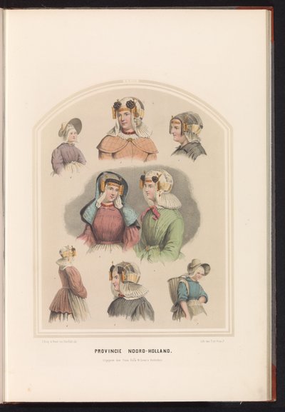 Traje tradicional da Holanda do Norte, 1857 Província da Holanda do Norte. / XXIII (título no objeto) de Ruurt de Vries