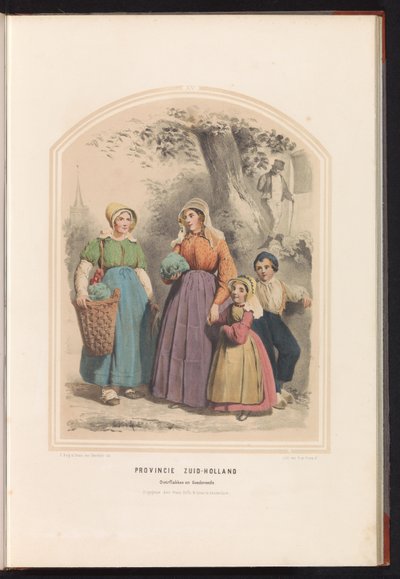 Traje tradicional de Overflakkee e Goedereede na Holanda do Sul, 1857 Província da Holanda do Sul Overflakkee e Goedereede / XV (título no objeto) de Ruurt de Vries