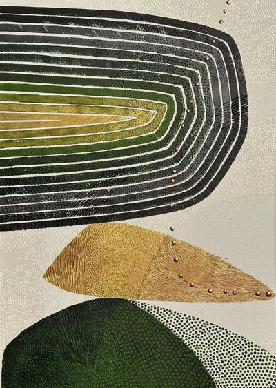 Formas abstratas em verde dourado de SAN STARLING