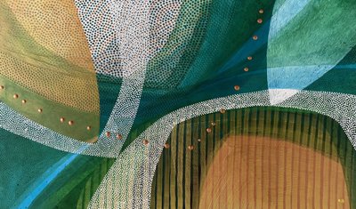 Fluxo abstrato de ouro verde de SAN STARLING