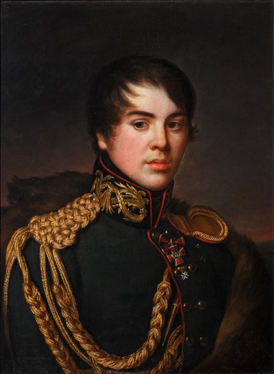 Retrato do Conde Vladimir Stepanovich Apraksin 1796-1833, ca 1812 de S.S. Svintsov