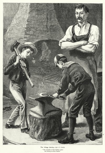 The Village Smithy (gravura) de S.T. (after) Dadd
