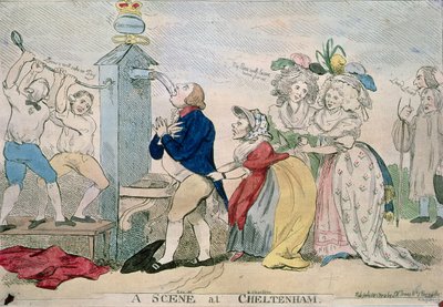 Uma cena em Cheltenham. Desenho satírico, pub. 1788 de S.W. Fores