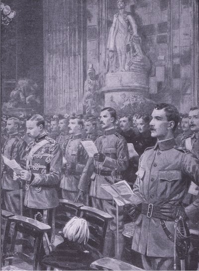 Voluntários imperiais da cidade em St Pauls, ilustração fromAfter Pretoria: The Guerilla War, 1902 de S. Begg