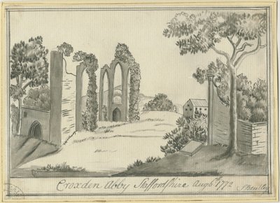 Abadia de Croxden: desenho a sépia, 6 de agosto de 1772 (desenho) de S Bentley