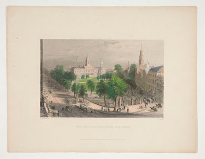 The Park and City Hall, Nova York, ilustração para Nathaniel Parker Willis de S. Lacey