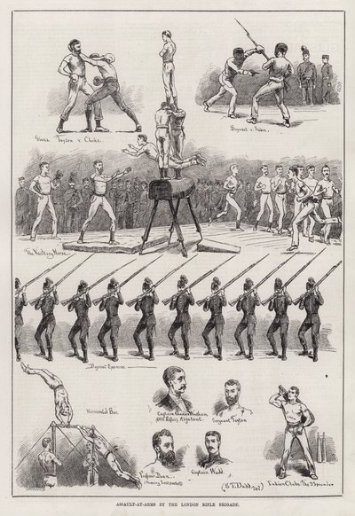 Assault-at-Arms pela Brigada de Espingardas de Londres (gravura) de S. T. Dadd