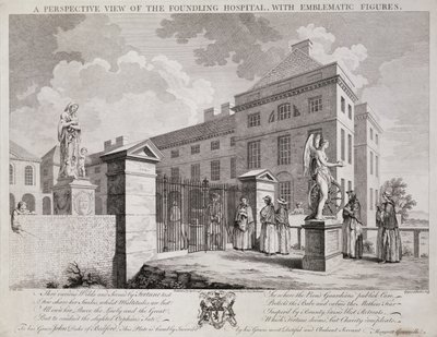 Uma vista em perspectiva do Foundling Hospital com Figuras Emblemáticas, 1749 de S. Vale
