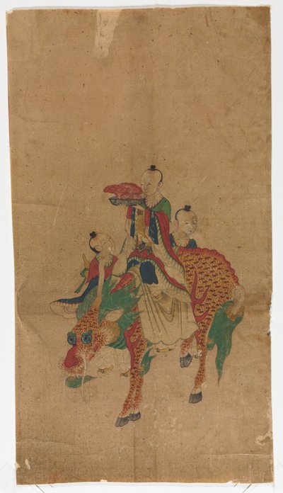 Daoísta Imortal em um Kilin e dois atendentes, final de 1800. de Sa Lin Pun