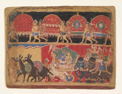 Krishna e as donzelas Kshatriya seguem para Dwarka..., Ka. 1520-30. de Sa Nana