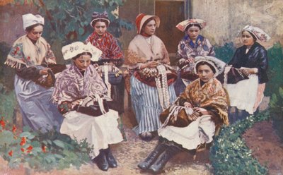 Um grupo de rendeiras (litografia a cores) de Sabine Baring Gould